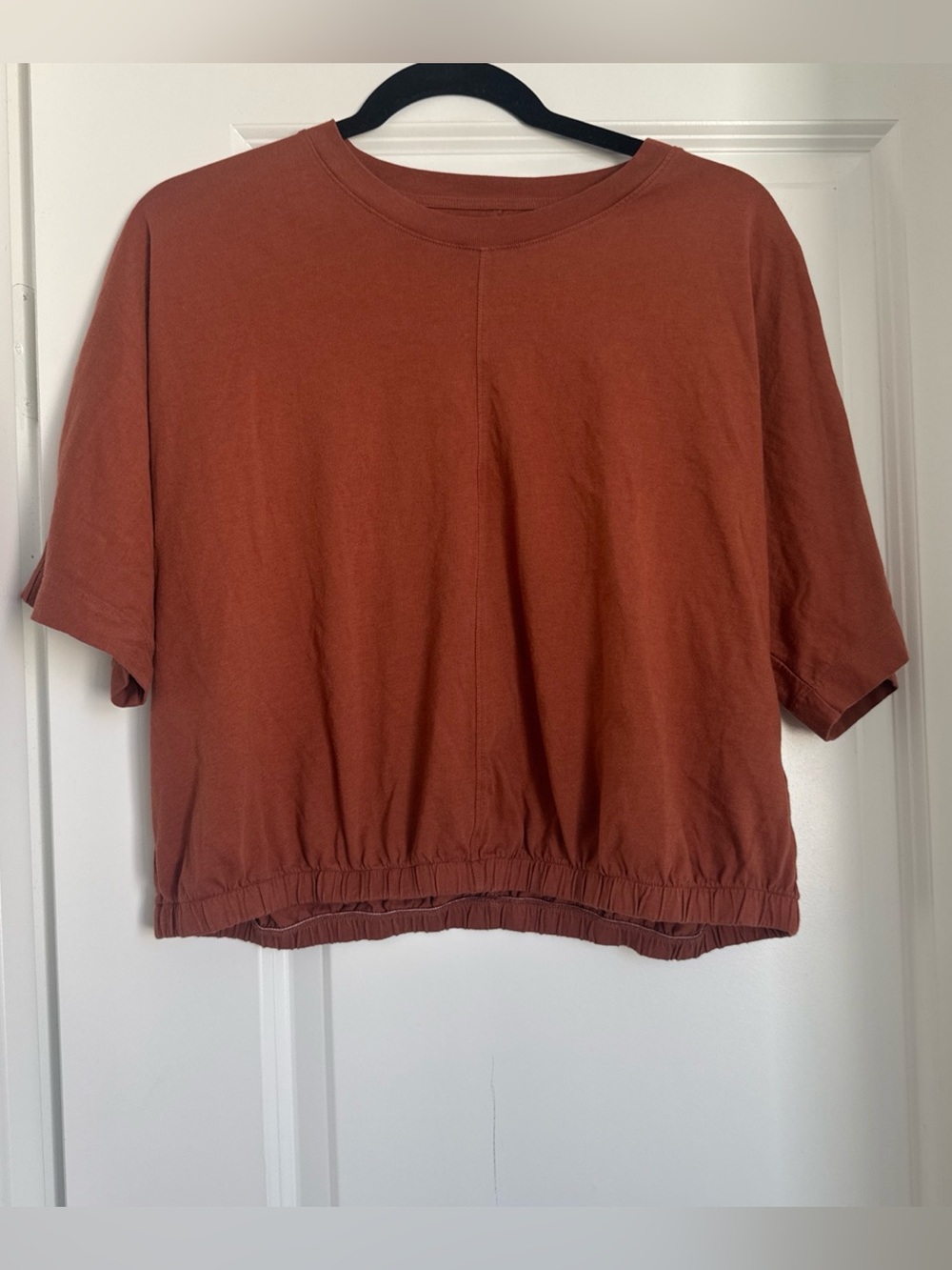 Everlane Organic Cotton Cropped Tee Women Lightweight Terra Cotta Rust Large
